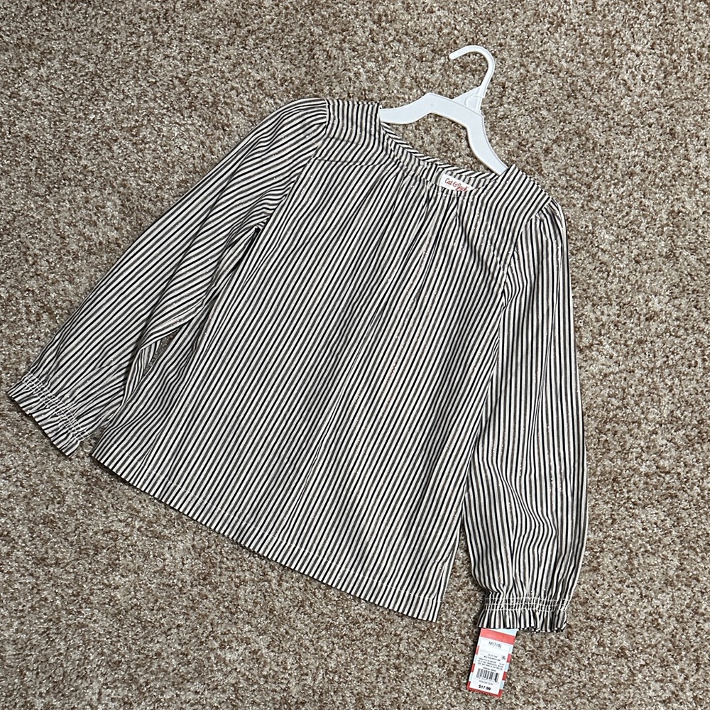 Cat & Jack Black and White Striped Blouse